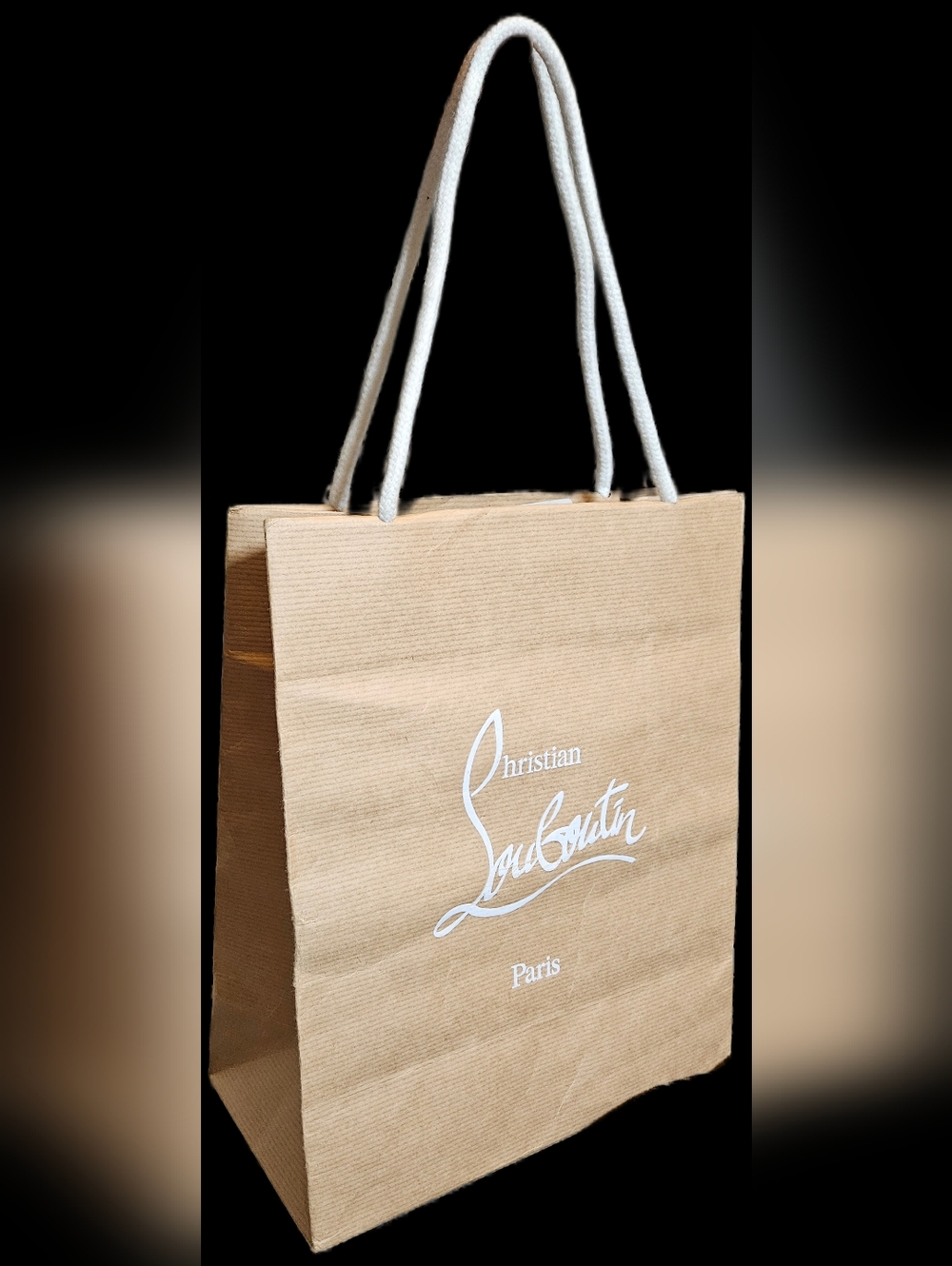 NEW Christian Louboutin Brown Large Paper Handbag Shopping Bag Gift Box Holder